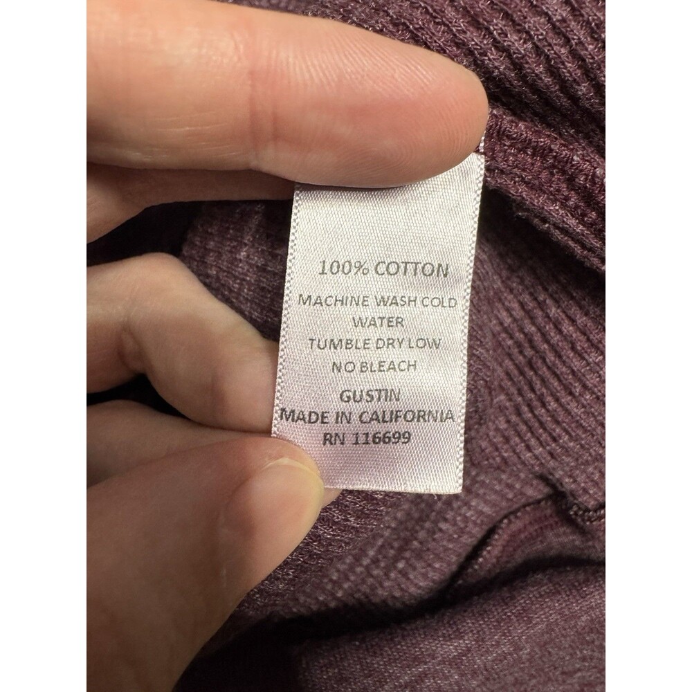 Gustin Waffle Full Zip Hoodie Mens M Thermal Knit Maroon Made in USA 100% Cotton - Picture 4 of 14